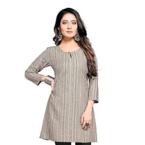 Women's shiv textiles rayon fabric printed round neck short kurtis for women top dresses kurti for ladies & girls kurtis