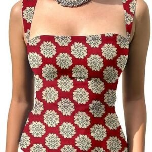 Women's printed square neck sleeveless backless short indo-western ethnic kurti top for women's & girl's ethnic top for women's & girl's