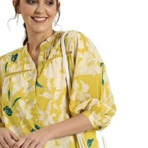 Women's rytras women cotton floral regular fit tunic shirt
