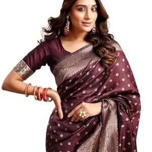 women's banarasi soft silk saree pure silk with unstitched blouse piece