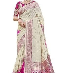 Women's manohari most trendy jacquard work woven saree with unstitch blouse piece