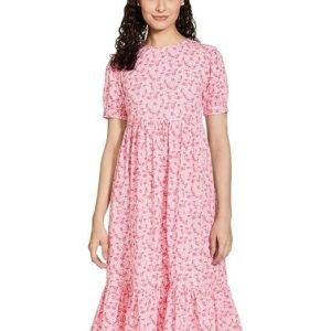 women's cotton fit and flare one piece midi length dress