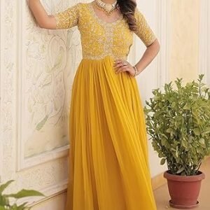 Women's fashion basket georgette embroidered anarkali gown for women