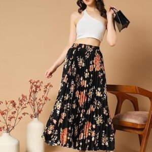 Women's kzully | floral printed maxi skirt | comfortable elastic waist | stylish morden and comfortable looking | fashionable and modern look perfect for any event