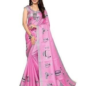 women's woven elegant printed art silk saree with matching blouse material-perfect for festive special occasions, exquisite design and vibrant colors