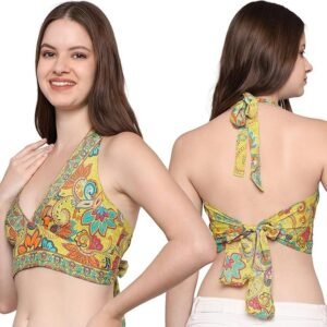 Women's ke kanha exports tops for women western | jeans tops for women | sleeveless crop top | summer | beach wear | stylish trendy tunics halter neck top | fashion any occasion