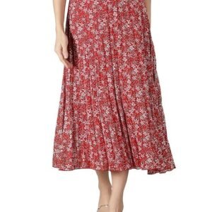 Women's nuevosdamas floral printed pleated navy/multi skirt