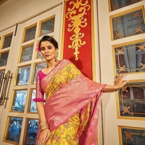 women's kanjivaram banarasi silk saree for festival wedding silk with rich pallu design sarees for women with unstitched blouse piece