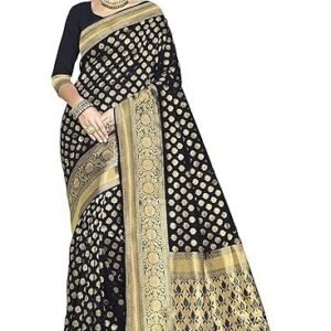 Women's glory sarees women's woven pure soft kanjivaram silk saree banarasi style with blouse piece for wedding